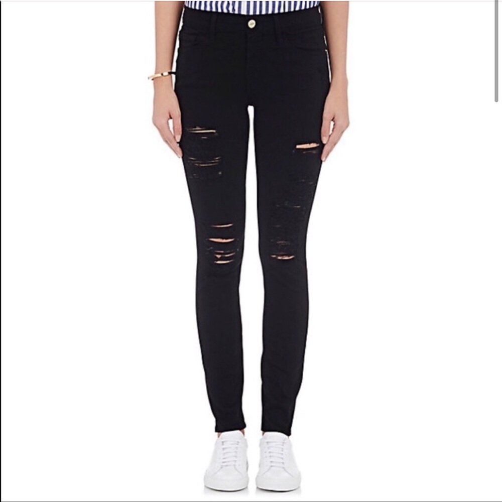 Frame black Le Skinny De Jeanne ripped jeans - Picture 2 of 9